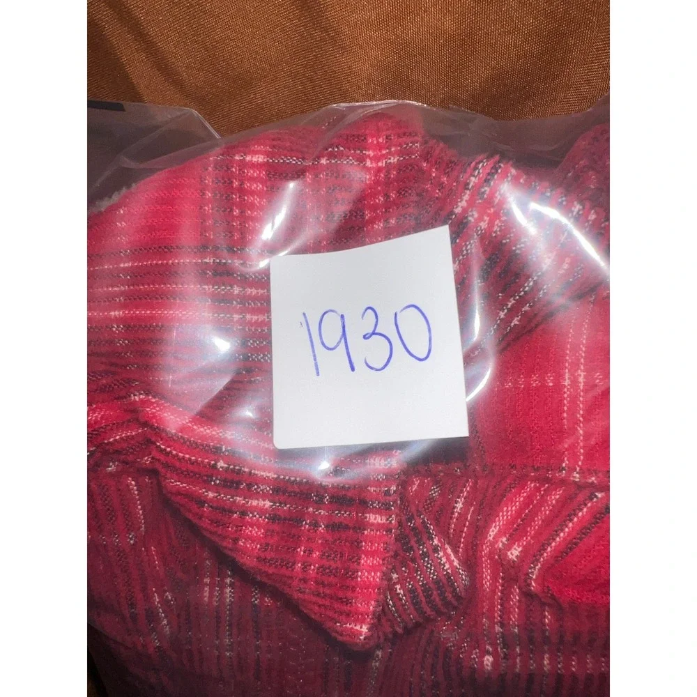 Vtg Y2K Faded Glory Corduroy Jacket Baby 6/9M Red Plaid Fleece Lined Zip Up